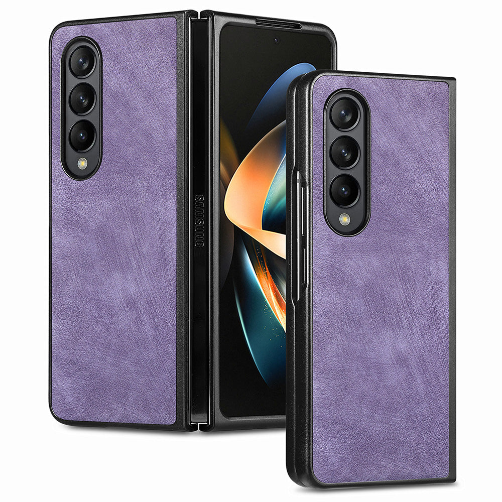 For Samsung Galaxy Z Fold4 5G Phone Case PU Leather PC Retro Texture Cover with Tempered Glass Film For Samsung Galaxy Z Fold4 5G Phone Case PU Leather PC Retro Texture Cover with Tempered Glass Film
